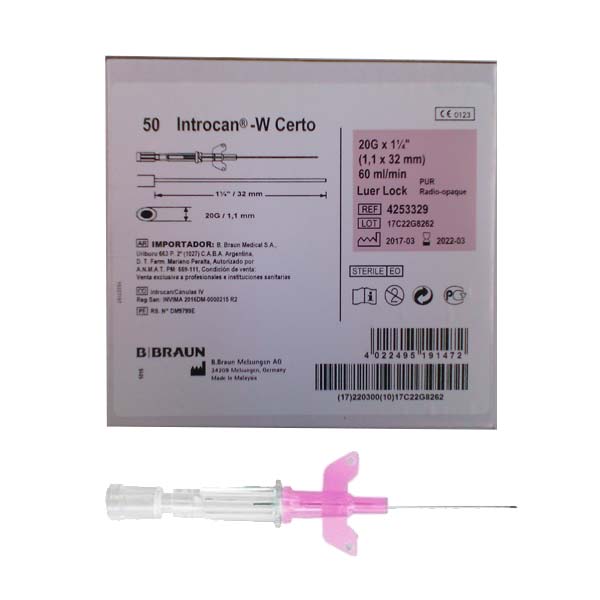 CATETER INTROCAN C/ALAS 20G ROSA