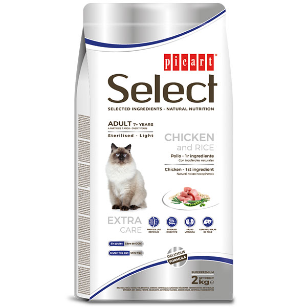 SELECT CAT ADULT 7+ STERILISED LIGHT 2KG