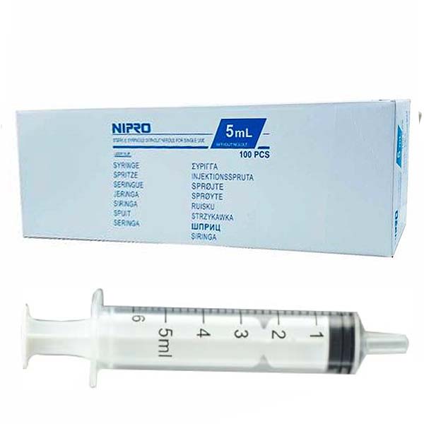 JERINGA 5CC 3PIEZAS 100UDS LUER SLIP