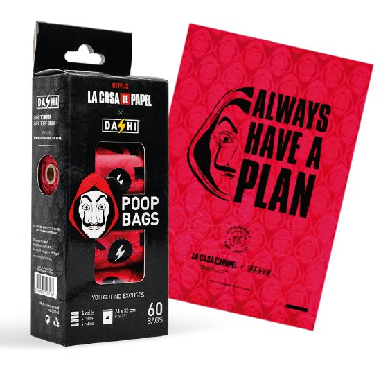 DASHI X LA CASA DE PAPEL REFILL POOP BAGS W/ 4 ROLLS