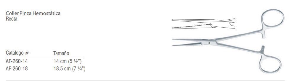 COLLER HEMOSTATICA RECTA 18.5CM 7 1/4"
