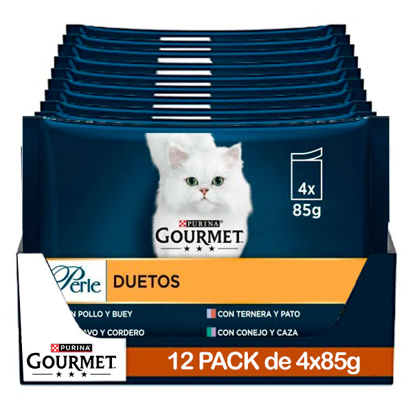 GOURMET PERLE Fina lamina Duo Carnes 12(4x85g)