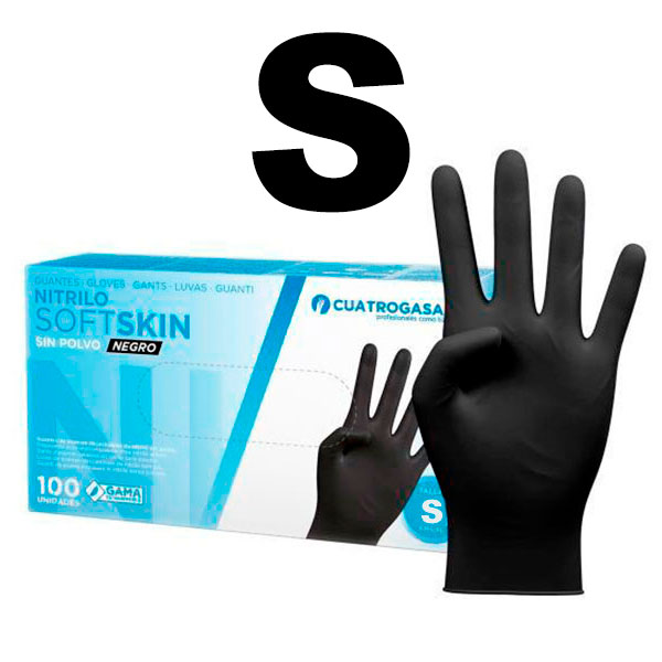 GUANTES NITRILO S/POLVO T-S NEGRO 100UD