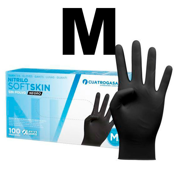 GUANTES NITRILO S/POLVO T-M NEGRO 100UD