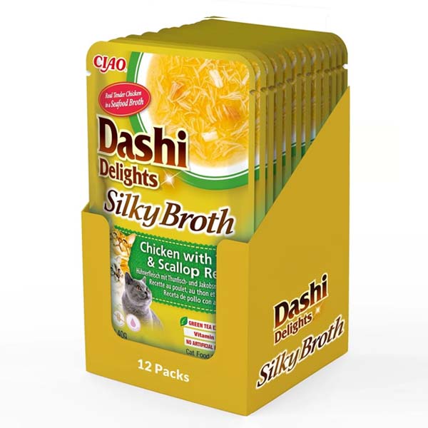 Dashi Delight Silky Broth Pollo, Atún y Vieira (12x40g)