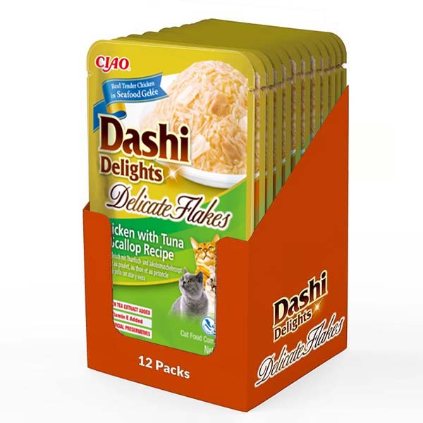 Dashi Delight Delicate Flakes Pollo, Atún y Vieira (12x40g)