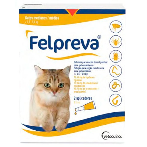 [463699] FELPREVA Gatos medianos 2,5-5kg (2pip)