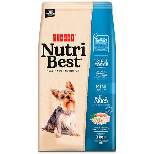 [01417803] NUTRIBEST ADULT MINI Pollo y Arroz 3KG