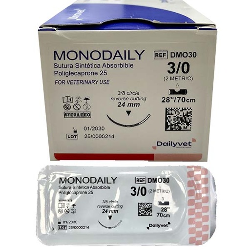 [UV910100] SUTURA MONODAILY PGC25 3/0 70CM (12 UD)