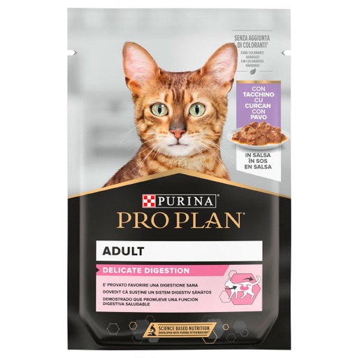 [12457642] WET PROPLAN CAT DELICATE Pavo 26x85g (Sobre)