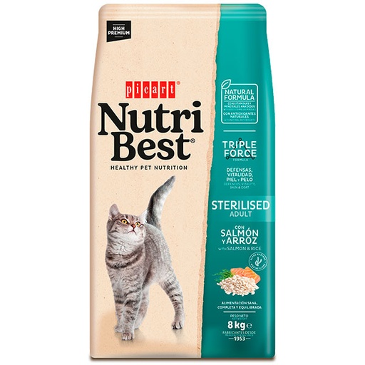 [02419988] NUTRIBEST CAT STERILISED Salmon y arroz 8KG