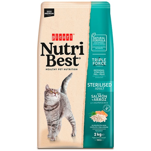 [02418802] NUTRIBEST CAT STERILISED Salmon y arroz 2KG