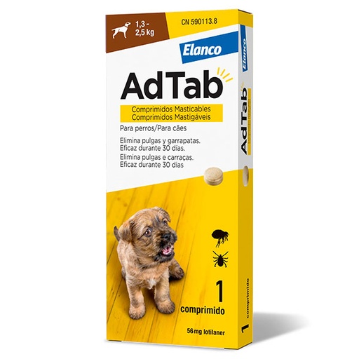 [E11100045] ADTAB PERRO 56mg (1,3-2,5 Kg) 1cp Masticable