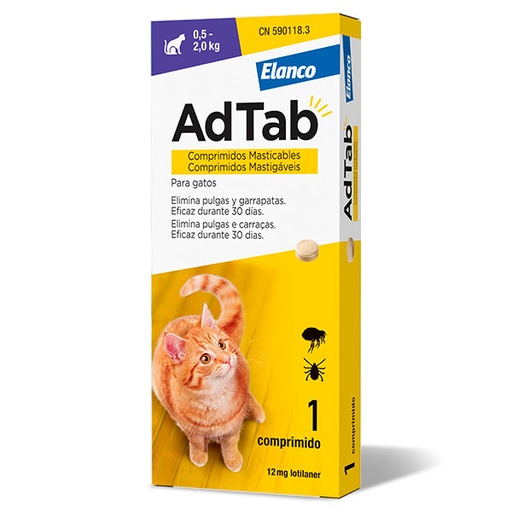[E11100035] ADTAB GATOS 12mg (0,5-2 Kg) 1cp Masticable
