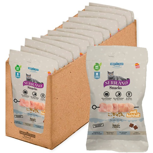 [68010-12] SERRANO GATO 12x50gr POLLO Y ANTI HAIRBALL