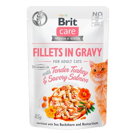 [BR0317] Wet CARE Cat Filetes de pavo y salmón (24x85gr)
