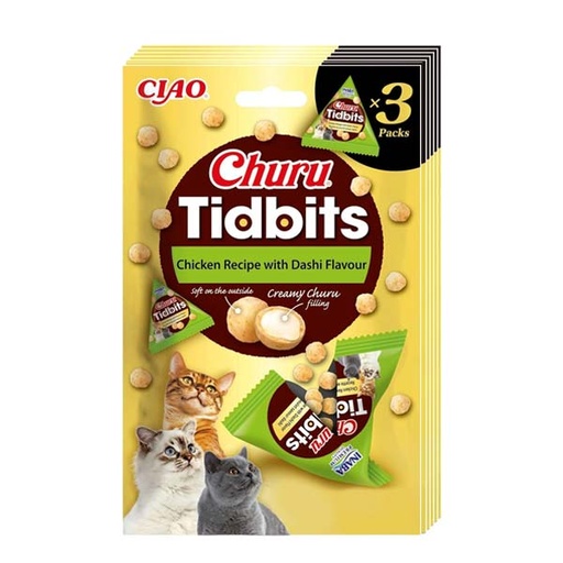 [CHU-IN0719] Churu CAT Tidbits Receta de Pollo con sabor Dashi 6x(3p)