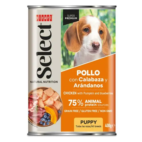WET SELECT PUPPY Pollo con Calabaza 6x400gr