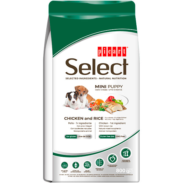 SELECT MINI PUPPY Pollo y arroz 800gr