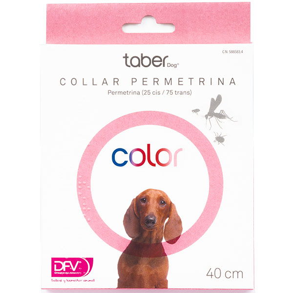 TABERDOG COLLAR PERMETRINA ROSA 40cm