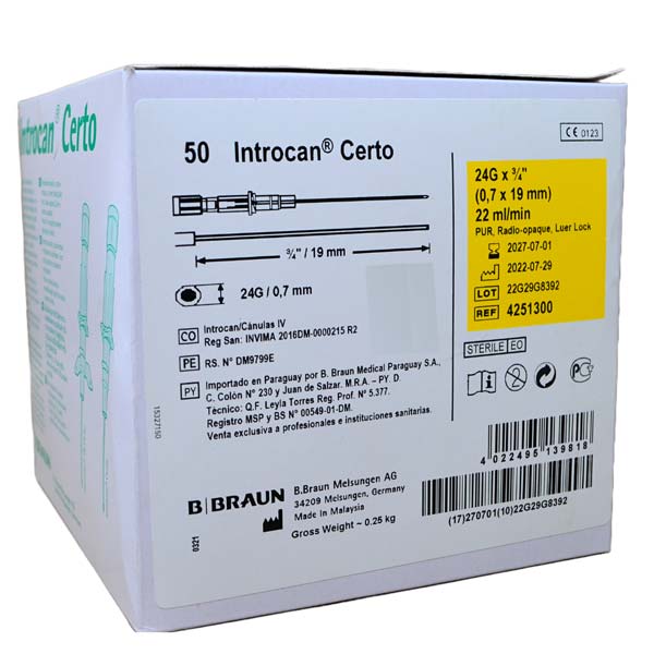 CATETER INTROCAN S/ALAS 24G AMA