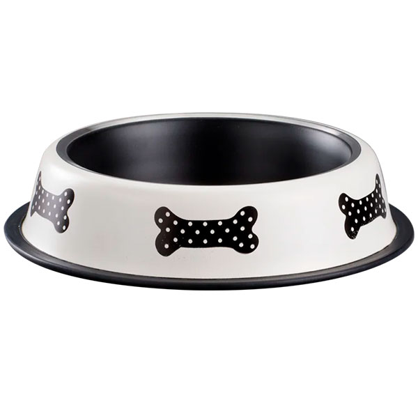 COMEDERO ACERO ANTIDESLIZANTE HUESO 17CM