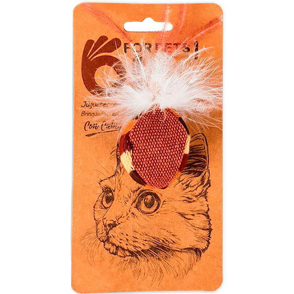 BOLA DE TELA CON PLUMAS BLANCAS CON CATNIP