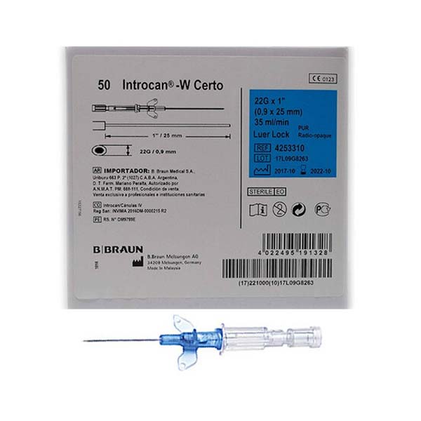 CATETER INTROCAN C/ALAS 22G AZUL