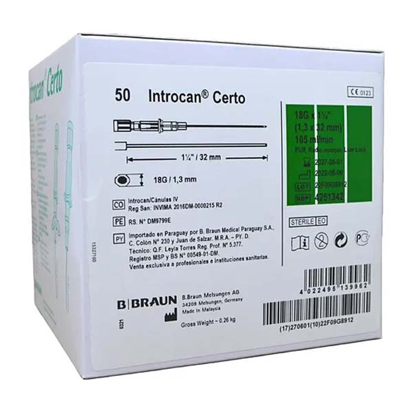 CATETER INTROCAN S/ALAS 18G VERDE