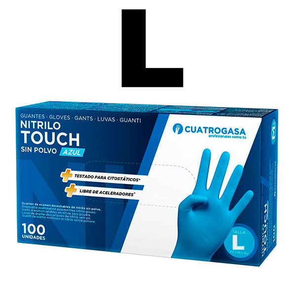 GUANTES NITRILO S/POLVO AZUL T-L 100UD