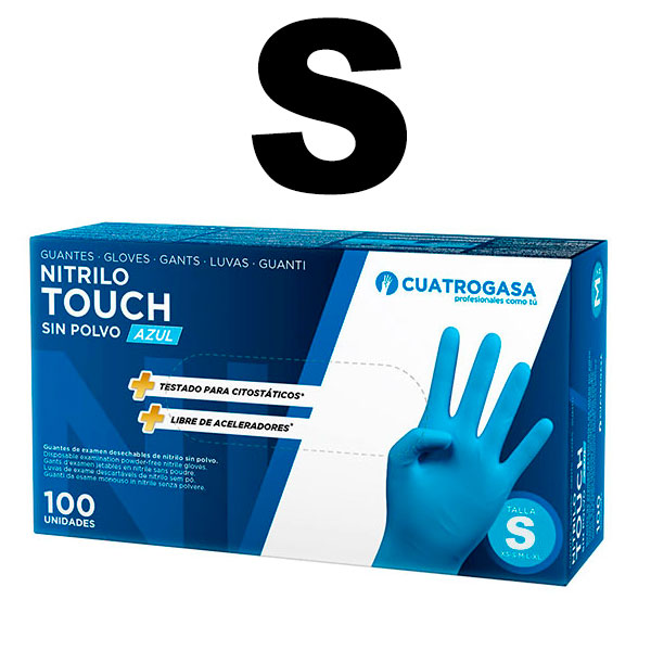 GUANTES NITRILO S/POLVO AZUL T-S 100UD