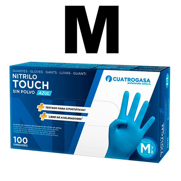 GUANTES NITRILO S/POLVO AZUL  T-M 100UD
