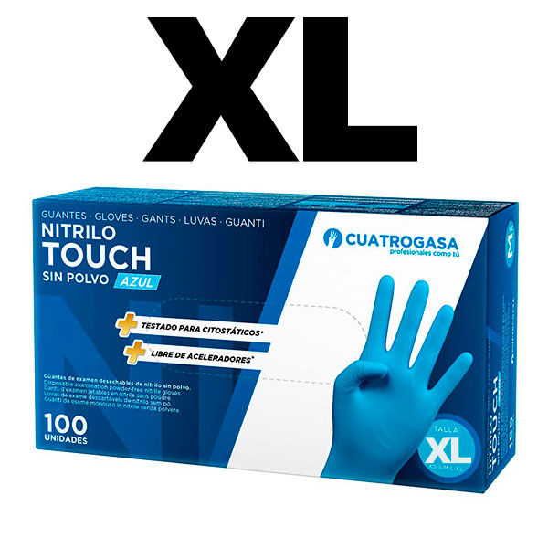 GUANTES NITRILO S/POLVO AZUL T-XL 100UD