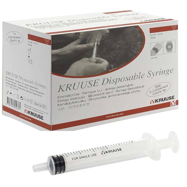 JERINGA 2CC 3PIEZAS 100UDS KRUUSE LUER SLIP