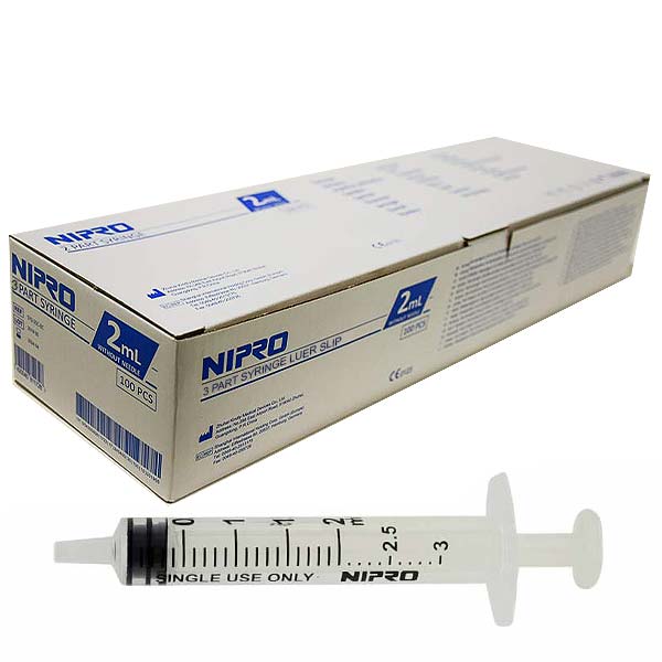 JERINGA 2CC 3PIEZAS 100UDS SLIP