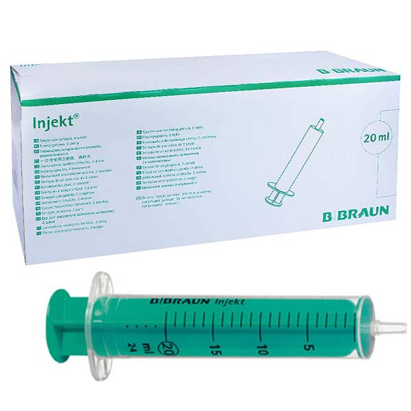 JERINGA INJEKT 20CC 2PIEZAS 100UDS