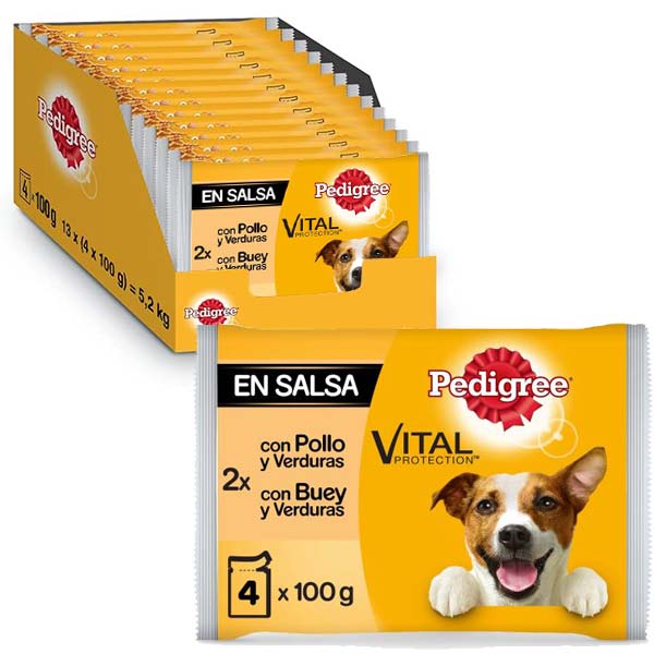 PEDIGREE POLLO, BUEY Y VERDURAS 13x(4x100g)