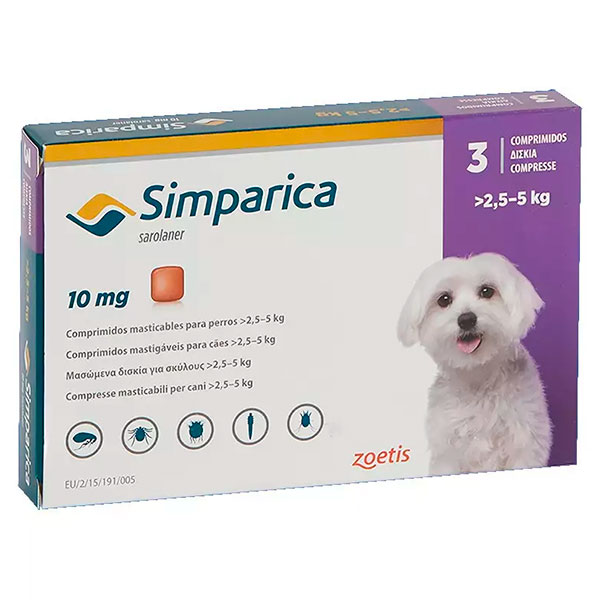 SIMPARICA 10mg 2.5-5KG 3COMP