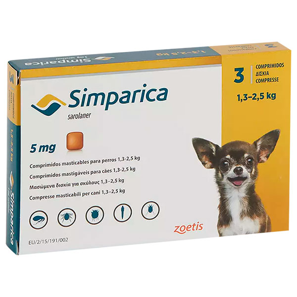 SIMPARICA 5 MG 1.3K-2.5K 3COMP