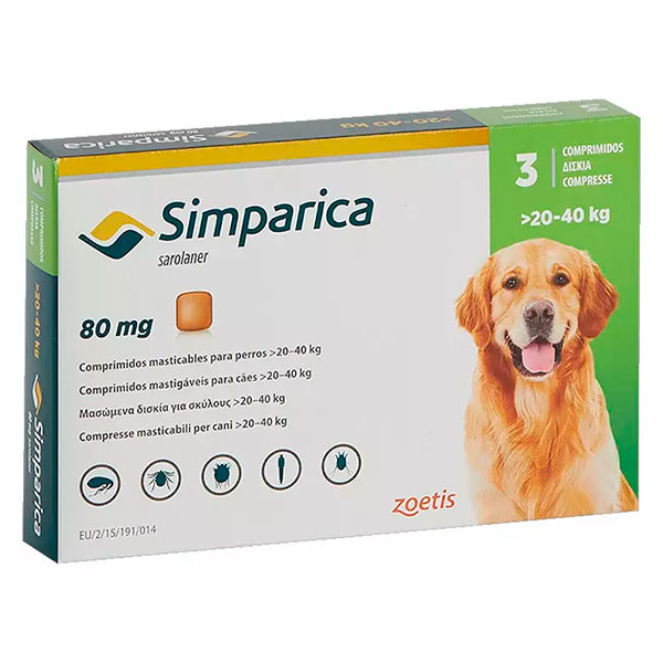SIMPARICA 80mg 20-40KG 3COMP