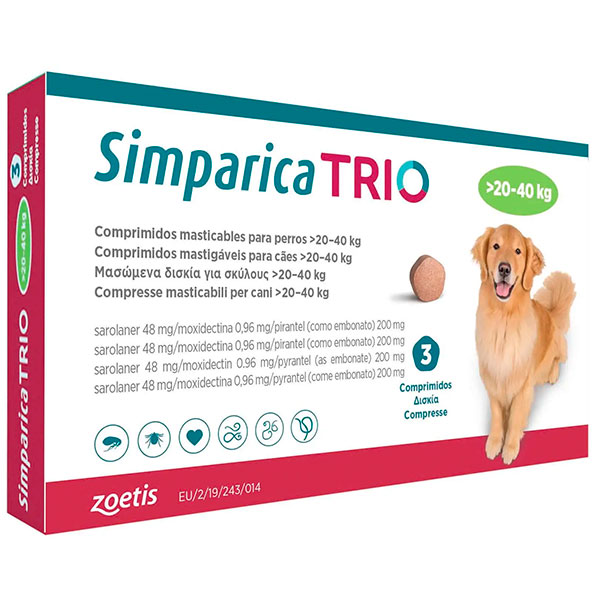 SIMPARICA TRIO 20-40KG 3 COMP.
