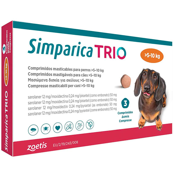 SIMPARICA TRIO 5-10KG 3 COMP.