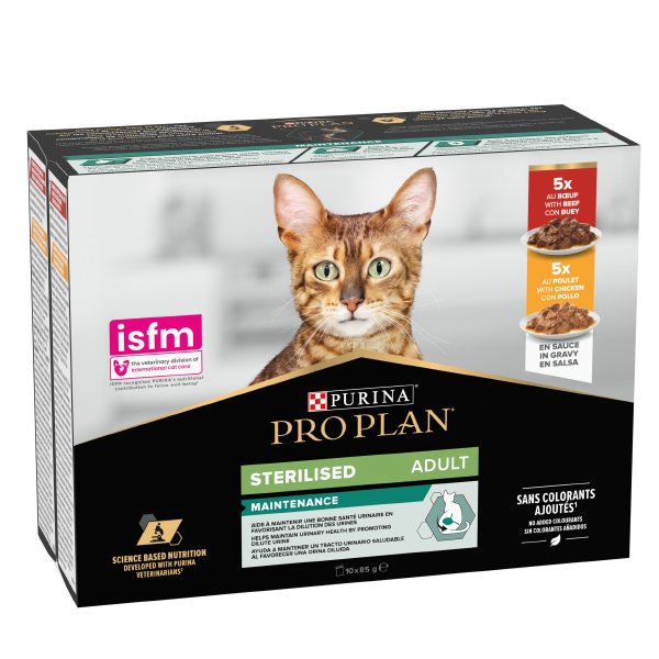 WET PROPLAN CAT STERILISED Pollo/Buey 10x85g
