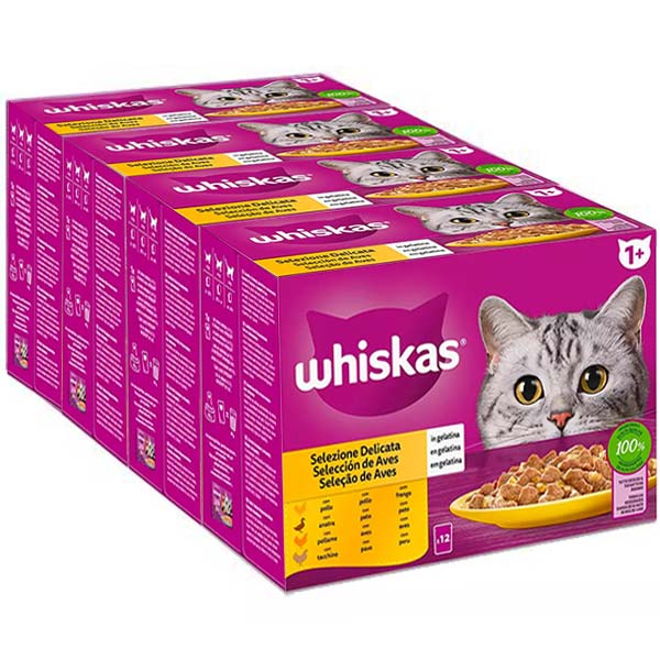 WHISKAS Multipack Aves Gelatina 4x(12x85gr)