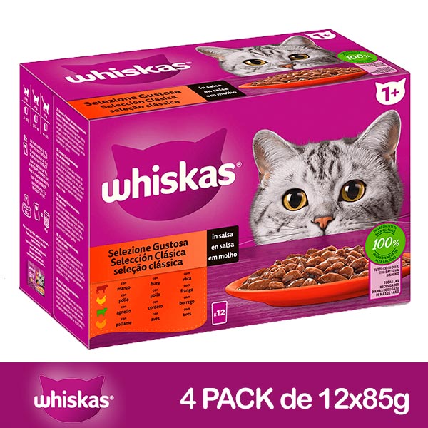 WHISKAS Multipack Carnes Salsa 4x(12x85gr)