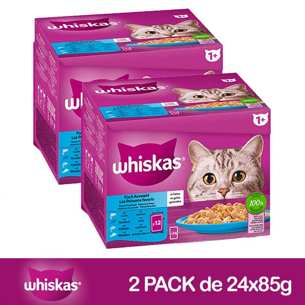 WHISKAS Multipack Pescado Gelatina 2x(24x85gr)
