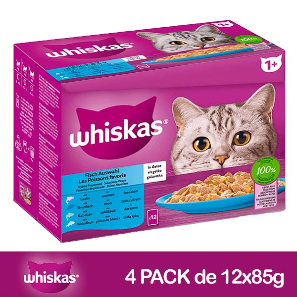 WHISKAS Multipack Pescado Gelatina 4x(12x85gr)