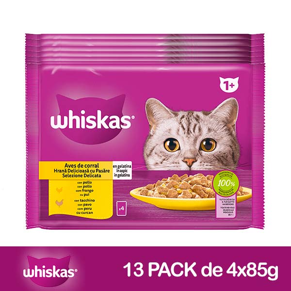 WHISKAS Seleccion Aves Gelatina 13x4x85gr