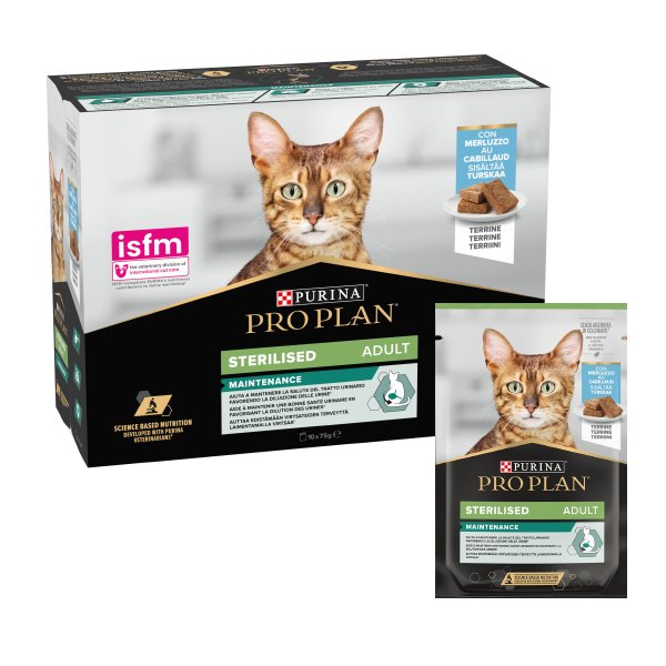 WET PROPLAN CAT STERILISED Bacalao 10x75g
