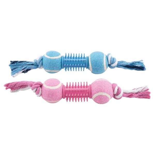 TUBO + 2 PELOTAS TENIS EN CUERDA BICOLOR 28cm. 125-135gr (UMV 4uds.)